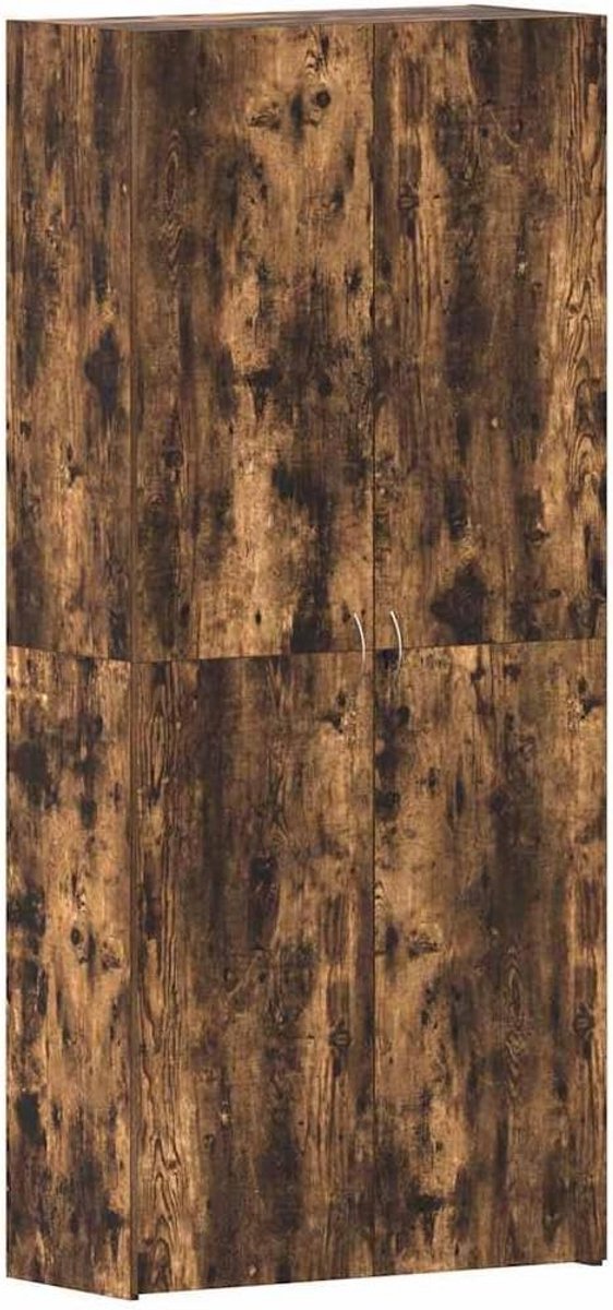 Hoge Schoenopbergkast 2 Deuren Gerookt Eiken 80x35.5x180cm (9101072719423)