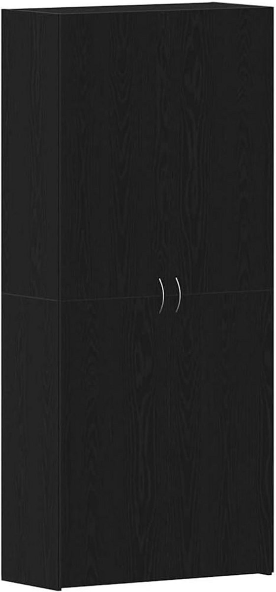 Hoge Schoenopbergkast met 2 Deuren en Planken - Zwart Eiken (9101049133054)
