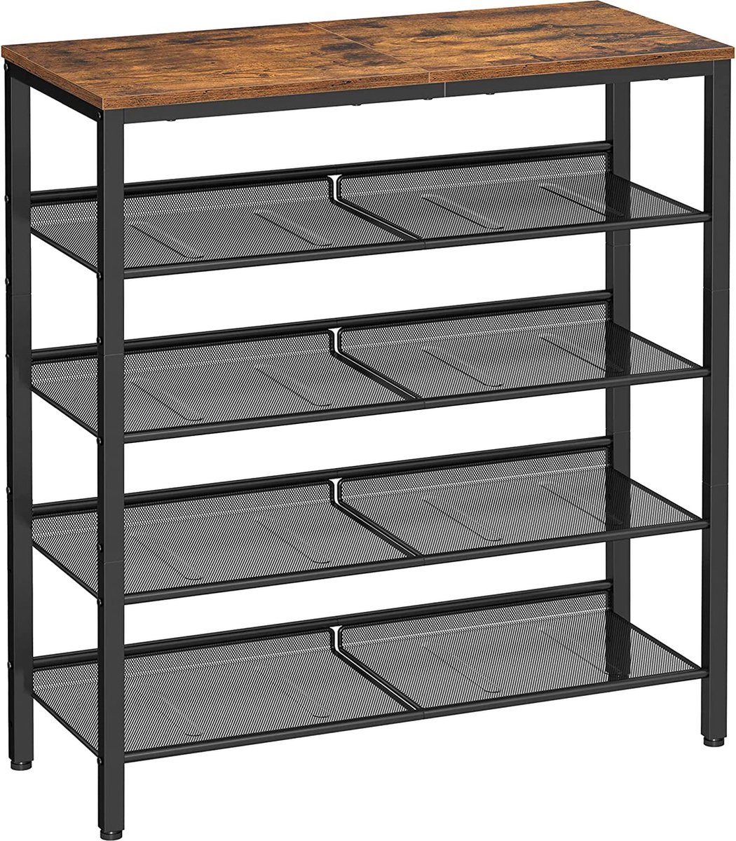 Hoppa! | Schoenenrek | 5 niveaus | metaal | vintage bruin-zwart | 75 x 93 x 28 cm (B x H x D) (8720791940058)