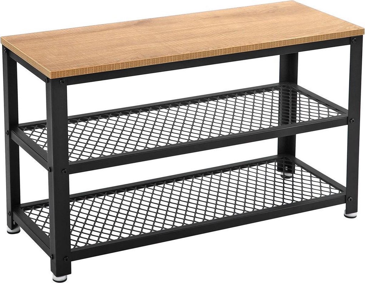 Hoppa! | Schoenenrek | Beige/Zwart | Metaal | 3 lagen | 73 x 30,50 x 45 (B x D x H) (8718692136991)