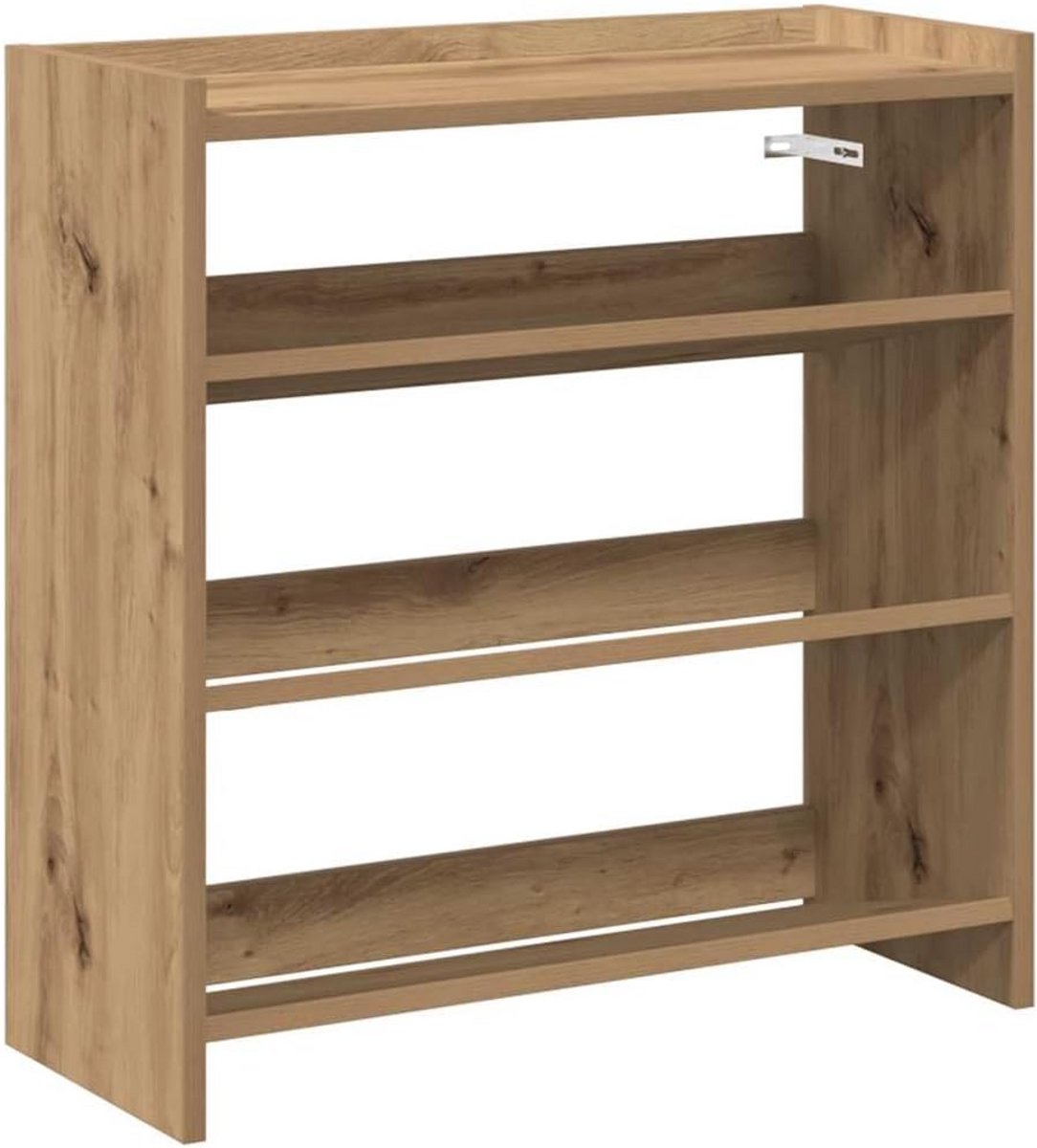 Houten schoenenrek 60x25x62 cm met snijwerk voor hal en entree (9101075776539)
