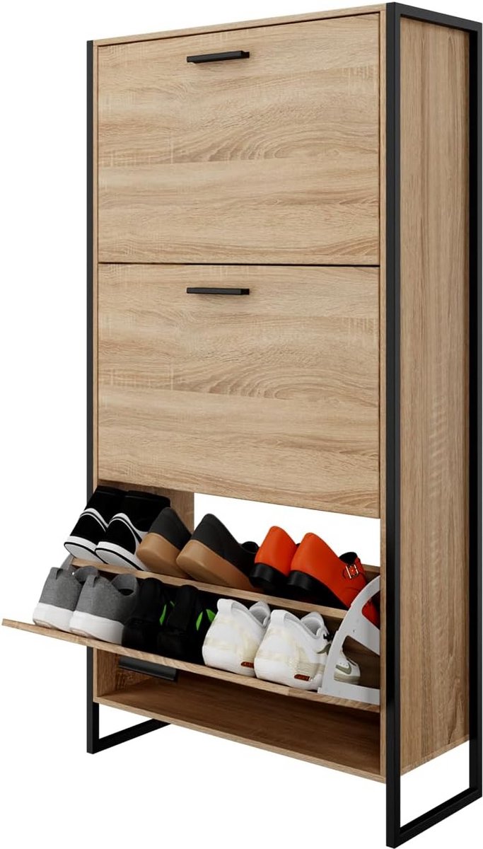 Industriële Schoenenkast voor Hal en Entree - Smal met Grote Capaciteit voor 18 Paar (9101074291057)