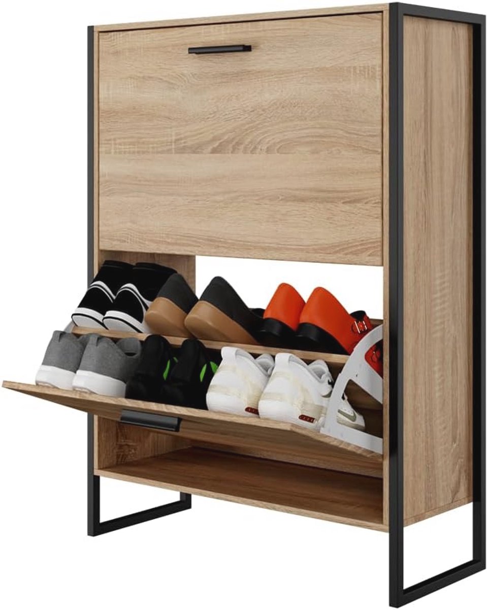 Industriële schoenenkast voor 18 paar - Ruimtebesparend en moderne opslagoplossing voor hal (9101047614371)