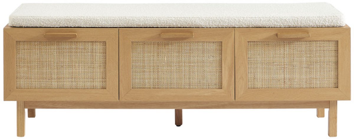 JUNE - Halbank met schoenenopbergruimte van hout en rotan L140cm (3584179093751)