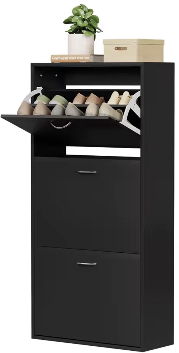 J&R Kast - Schoenenkast - Dichte schoenenkast - Gangkast - Schoenen - Kleppen - Zwart (8721352957102)