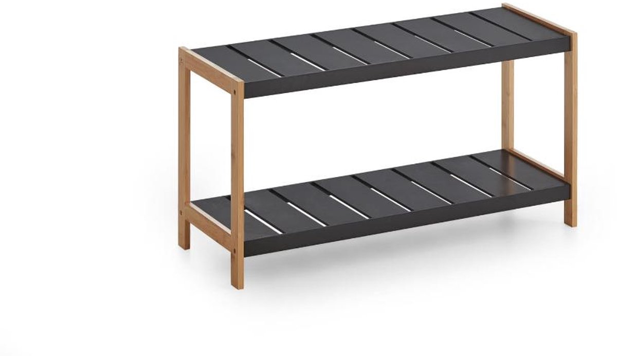 Karin schoenenkast 1 plank zwart, bamboe. (4066432038307)