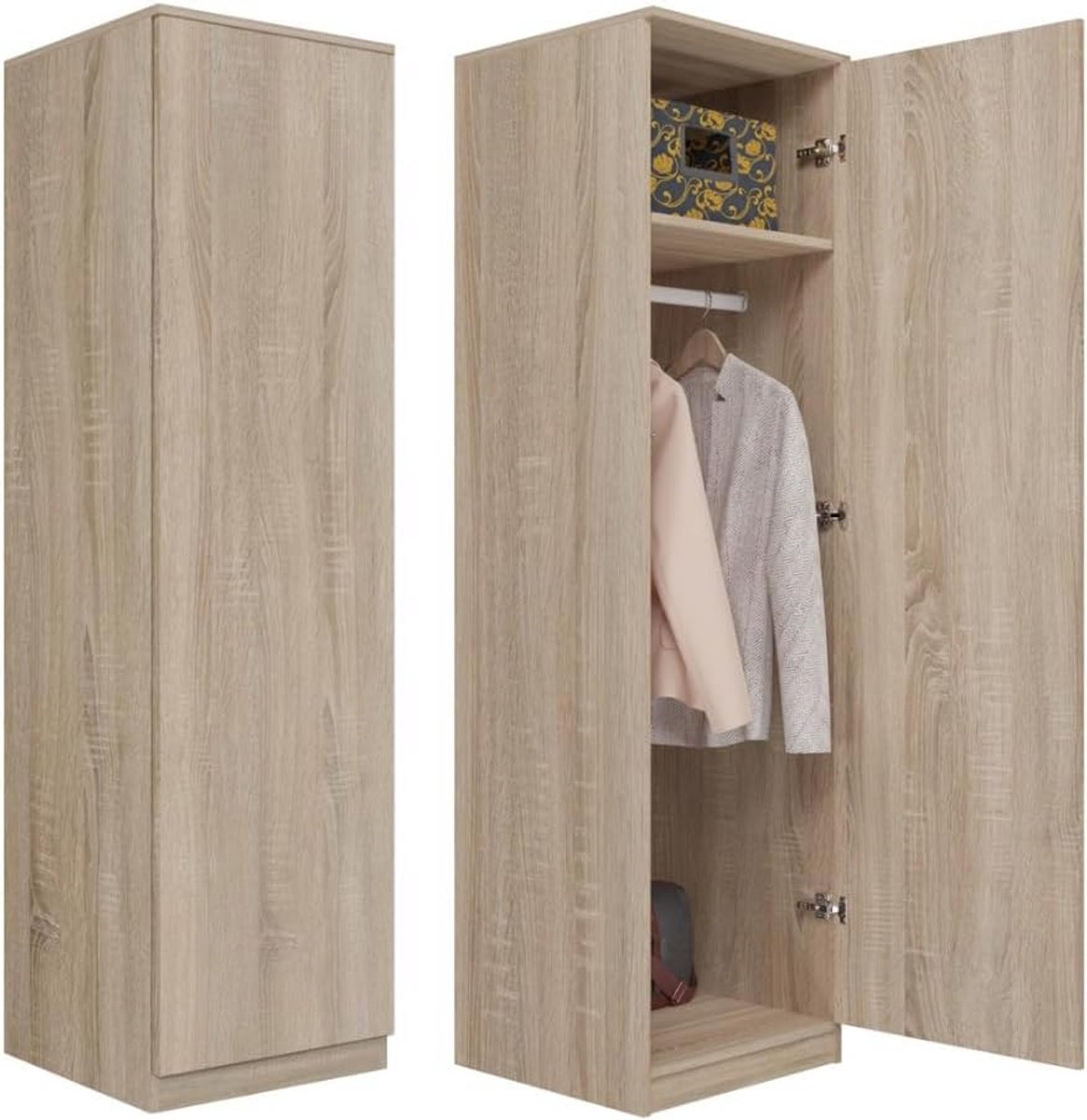 Kledingkast 50x50x180 cm met 4 Legplanken en Kledingroede - Garderobekast voor Slaapkamer, Hal of Kantoor (9101074484527)