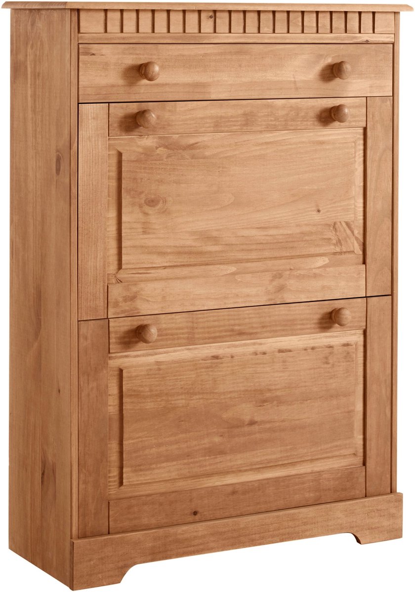 Lisa|Schoenenkast met 2 kleppen 1 lade in Pine bruin (5711950548874)