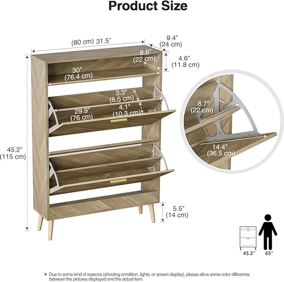 Luxe Schoenenkast met 2 Kleppen - Smal Design 24 cm - Hoogwaardige Afwerking - Voor 8-16 Paar (8721472263558)