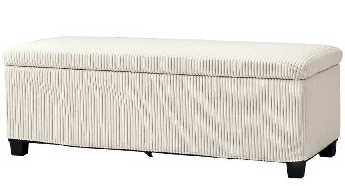 Merax Opbergbank Met Corduroy Bekleding - Zitbank Met Stauraum - Truhenbank Met Stalen Poten - Voor Woonkamer Slaapkamer En Hal - Belastbaar Tot 220 Kg - Beige - 112 X 42 X 40 Cm (8721178487104)