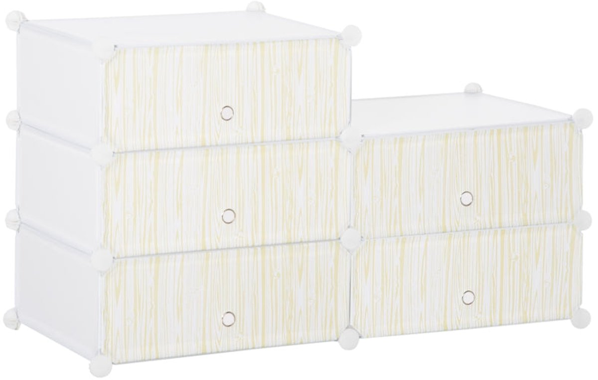 Merax Schoenenrek Kunststof met Deurtjes - Modulair DIY Opbergsysteem - Stapelbaar Schoenenkast - Voor 6 Paar Schoenen - Wit - 49x36,5x108 cm (8721178484868)