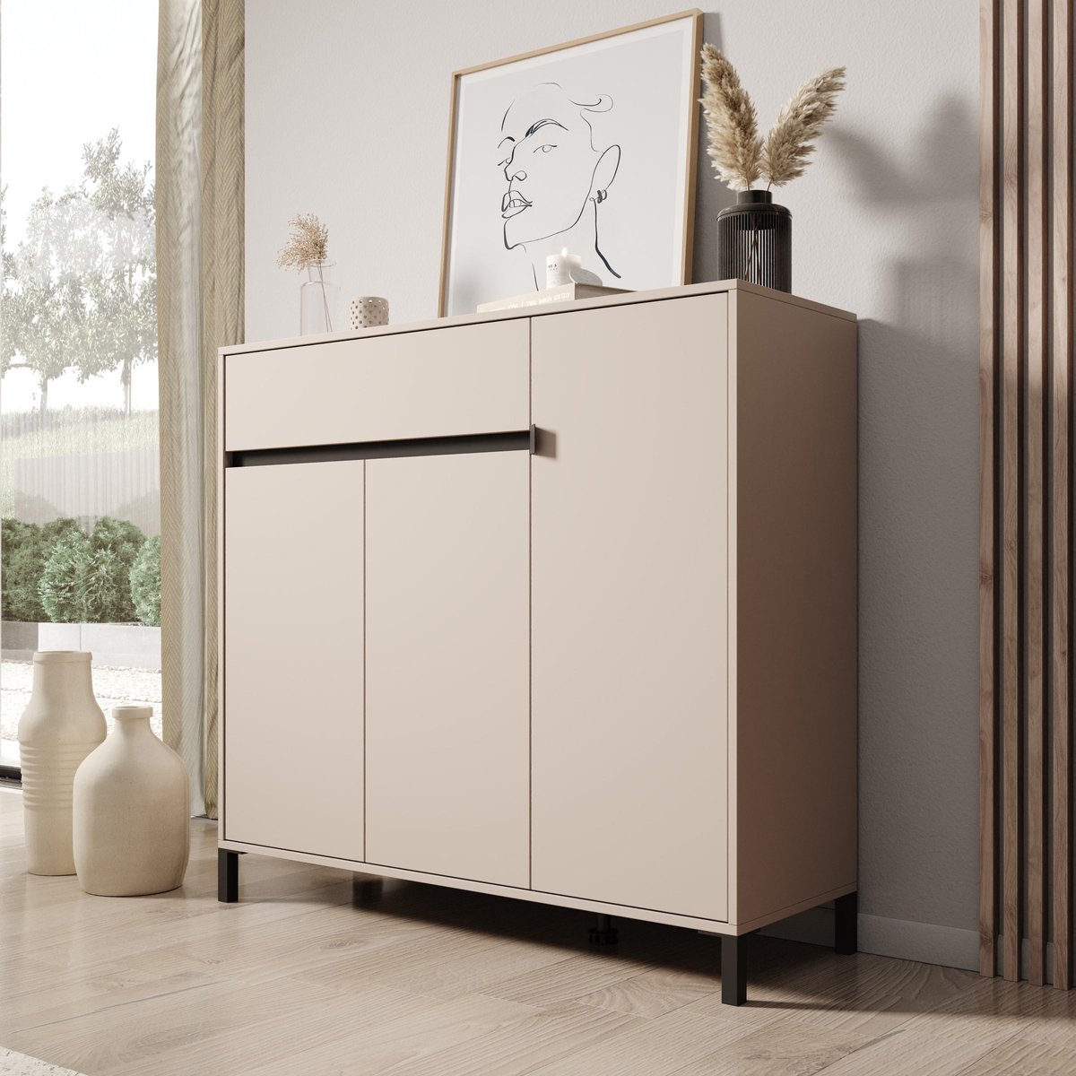 Meubella - Finta - Schoenenkast - Beige - 119x40x110 cm (8721527490229)