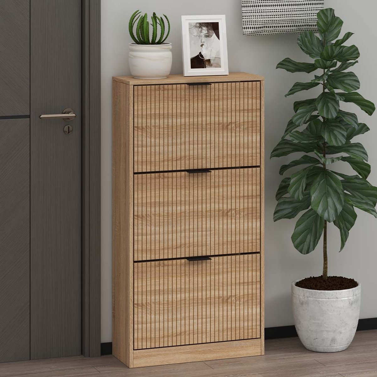 Milton & Oldbrook Schoenenkast Lucca - 3 Niveaus Hout (5404016495075)