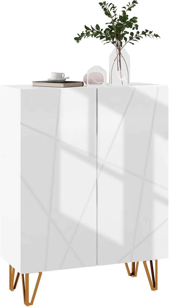 Moderne Hoogglans Schoenenkast met 2 Deuren en Verstelbare Planken (9101056868529)