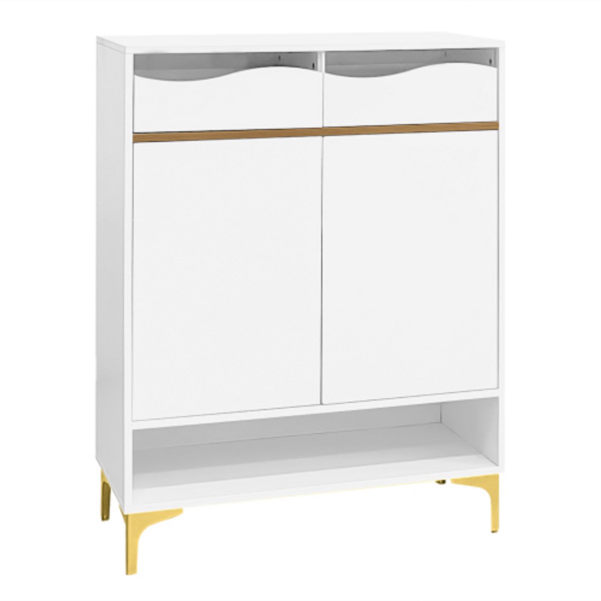 Moderne Schoenenkast 80X35X105 Cm Kast Wit MDF Spaanplaat Met LED Verlichting Met 2 Lades Met Plank Voor Hal Entree Slaapkamer (4255901422598)