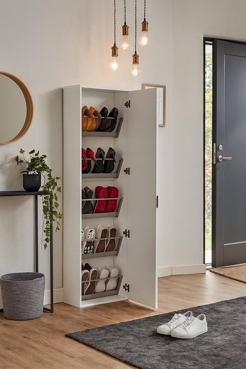 Moderne Schoenenkast met Spiegeldeur en 5 Legplanken (9101094500405)