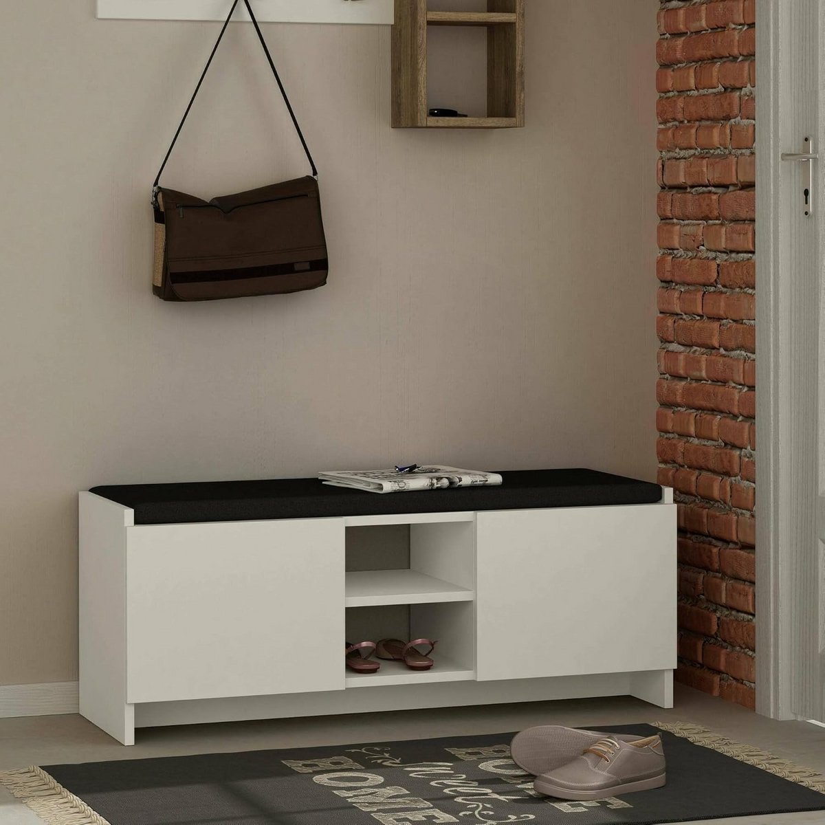 Moderne Witte Schoenenkast Multifunctioneel 110x37x43 cm - Ruimtebesparend Opbergsysteem (9101032930387)
