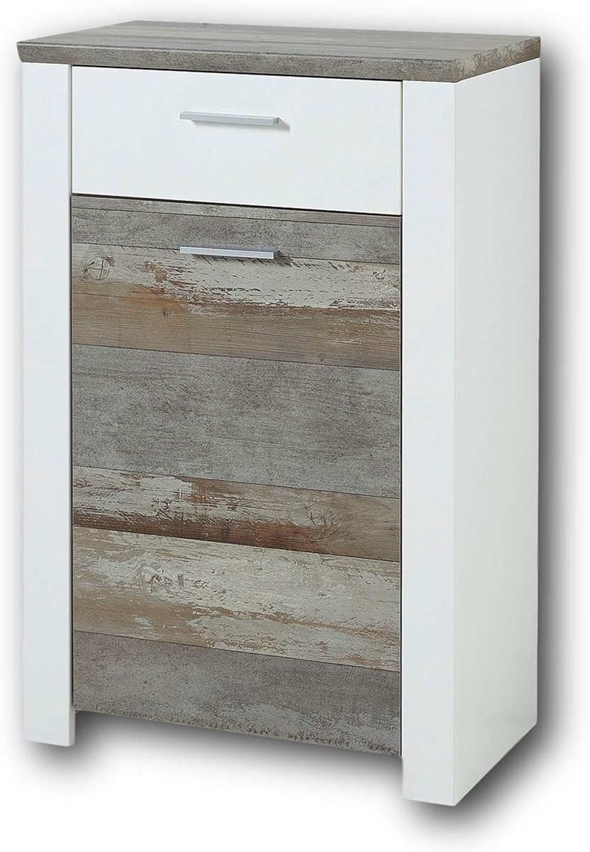 Moderne Witte Schoenenkast met Driftwood-look en Veel Opbergruimte (9101060018378)