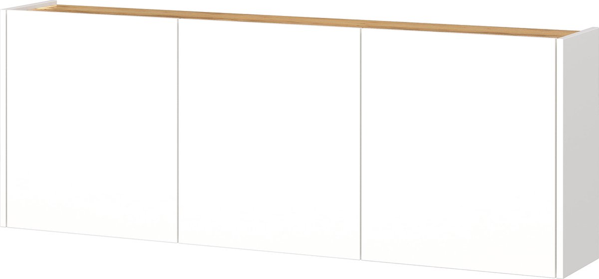 Opbergkast Aniek Wit - Breedte 138 cm - Hoogte 52 cm - Diepte 25 cm - Met planken - Met openslaande deuren (6152837994961)