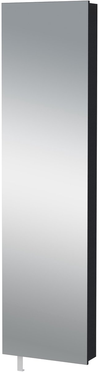 Opbergkast spiegel Onyx Antraciet - Breedte 50 cm - Hoogte 195 cm - Diepte 18 cm - Met lades - Met planken - Met openslaande deuren (6152838975938)