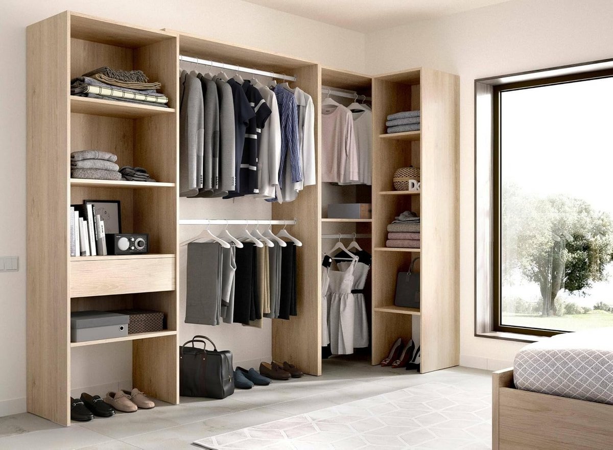 Open Hoek Kledingkast met Legplanken en Hangroedes - 248 x 79 x 187 cm Eiken (9101026990533)