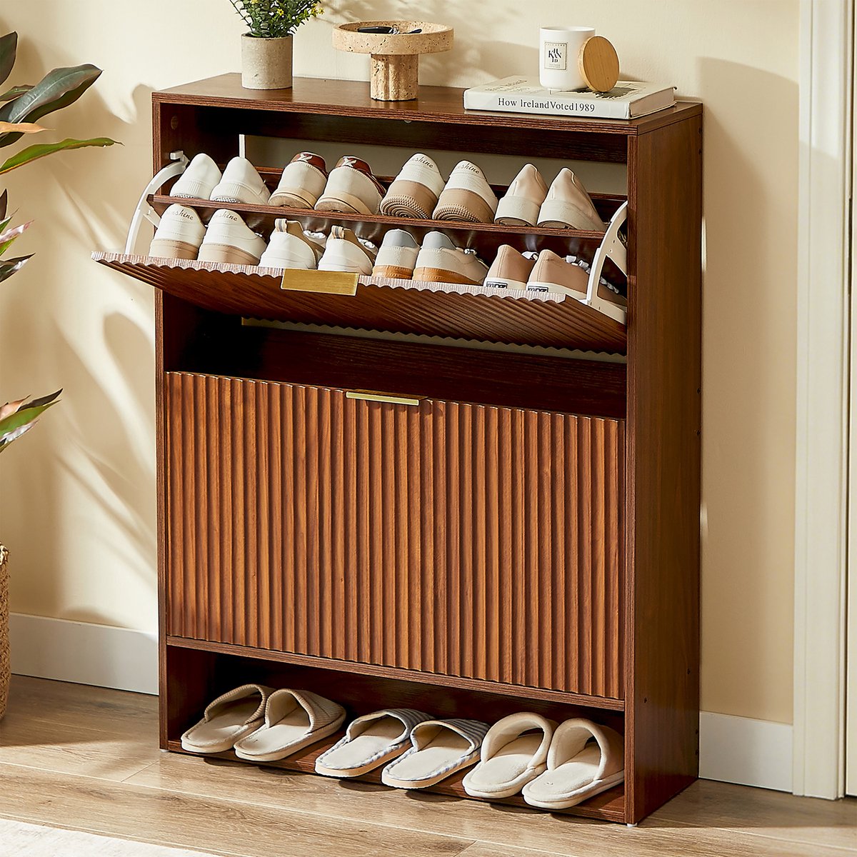 PHOEBE CAT Schoenenkast - Halmeubel - Verstelbare afstand - Anti-kantelbeveiliging - Walnoot afwerking - Bruin (6135695353187)