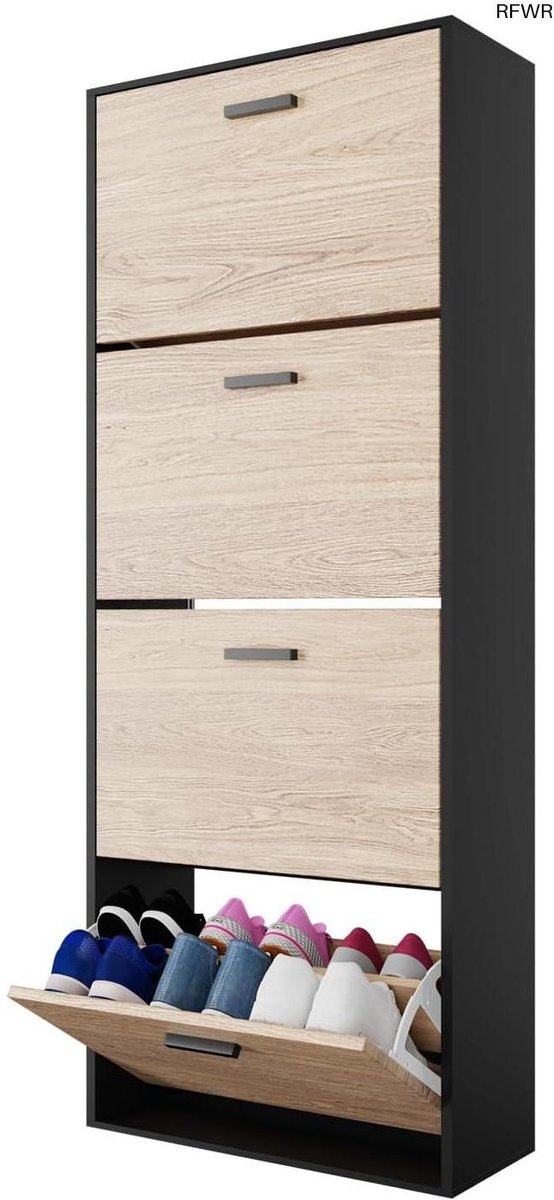 RFWR® Schoenenkast met Capaciteit voor 24 Paar - Ruimtebesparend en Modern Design voor Entree of Hal - 60 x 24 x 150 cm (8721316335403)
