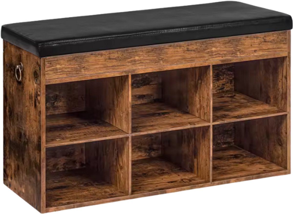 RM Store® - Schoenenrek - Schoenenbank - Met 6 Compartimenten - Hal - Entree - Woonkamer - Slaapkamer - Hout - 31 x 80 x 46 cm. (6152738646631)
