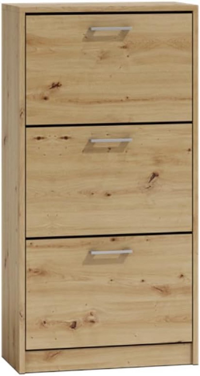 Ruime Schoenenkast met Klapvakken - Sneaker Opbergmeubel in Eiken Artisan Stijl (9101074594493)