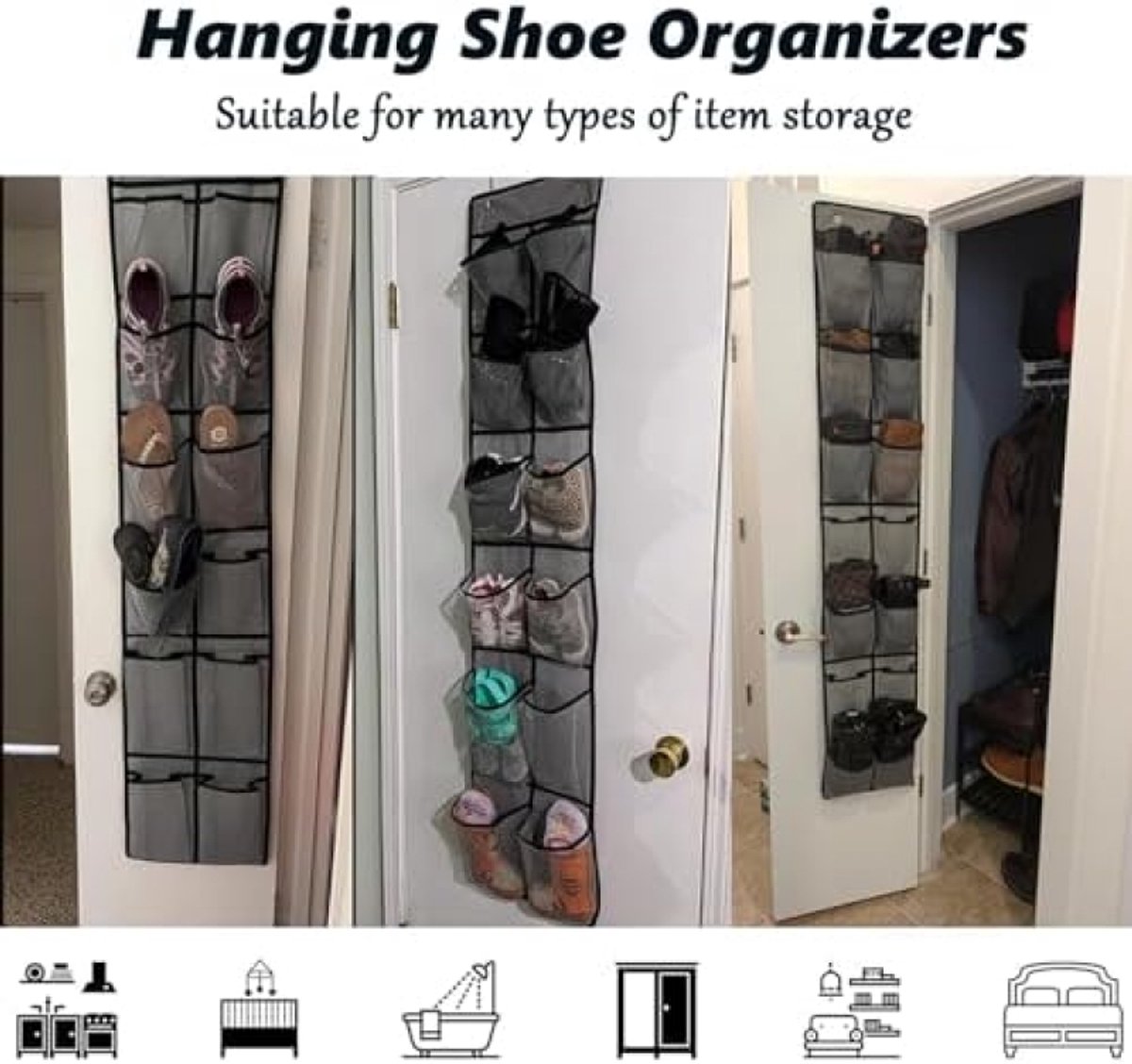 Ruimtebesparend schoenenrek voor over de deur met 14 vakken (6154042359382)