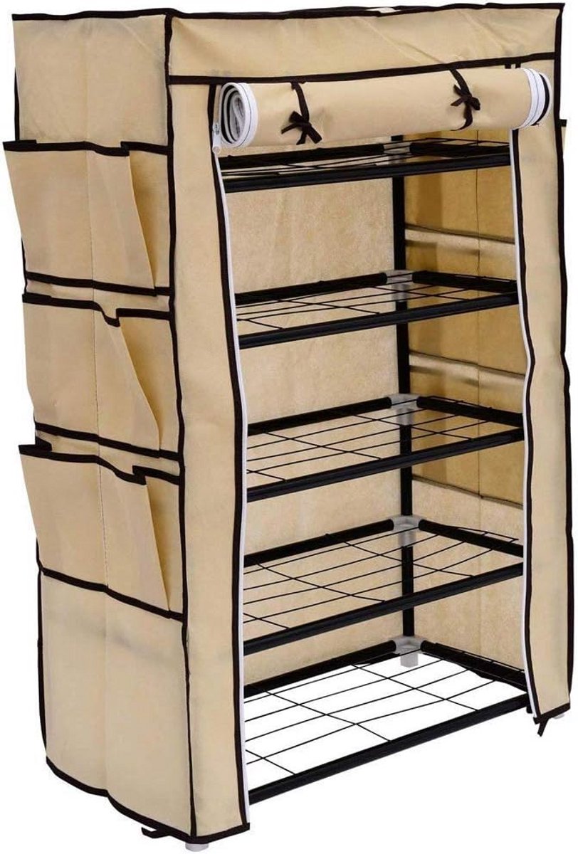 Ruimtebesparende Schoenenkast met 6 Planken - Stof- en Waterdicht met Ritssluiting (9101060649053)