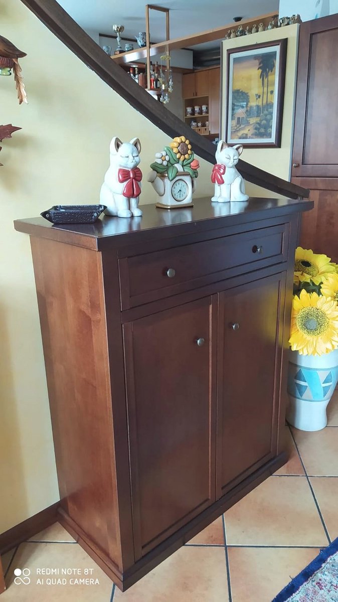 Ruimtebesparende Schoenenkast van Massief Hout en MDF - Donker Walnoot (9101019768651)