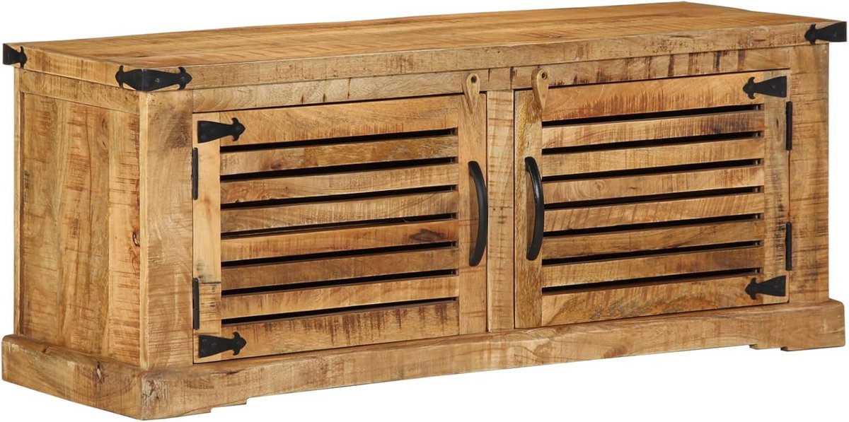 Rustieke Schoenenkast van Massief Mangohout met 2 Deuren - Gang Opbergmeubel (9101074227360)