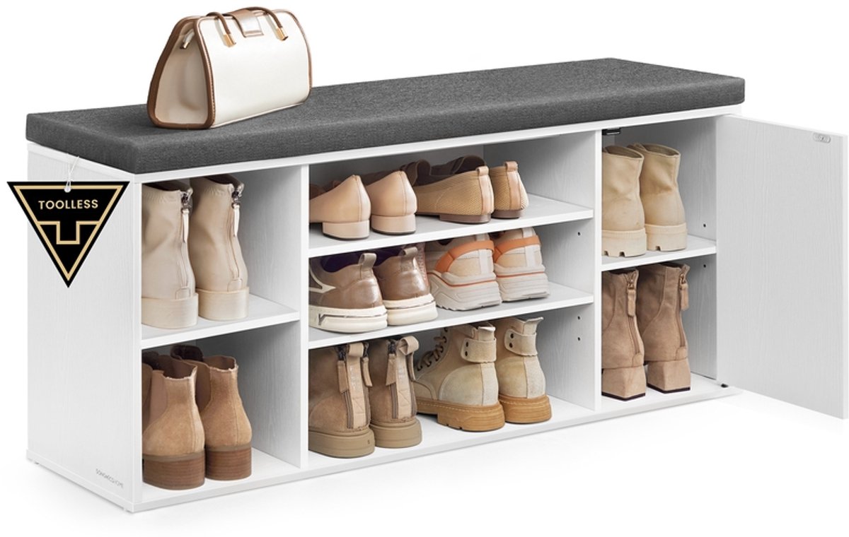 Schoenenbank - Met opbergruimte - Verstelbare open vakken (0194343470399)