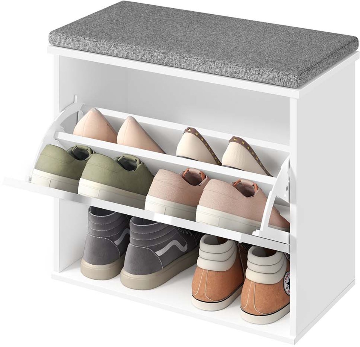Schoenenbank - Met zitkussen, uitklapbaar vak en verstelbare scheidingswand (0194343433103)
