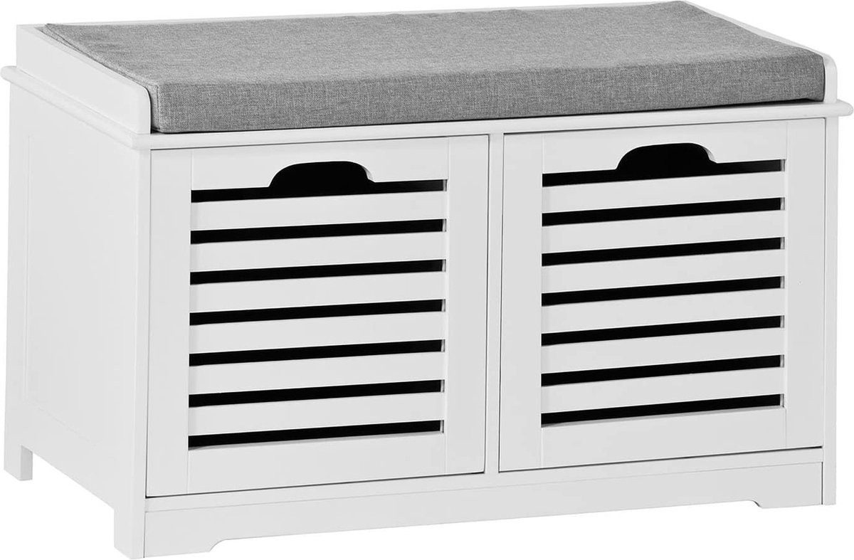 Schoenenbank -Schoenenkast - zitbank met 2 manden en zitkussens- schoenenrek (6090943086074)