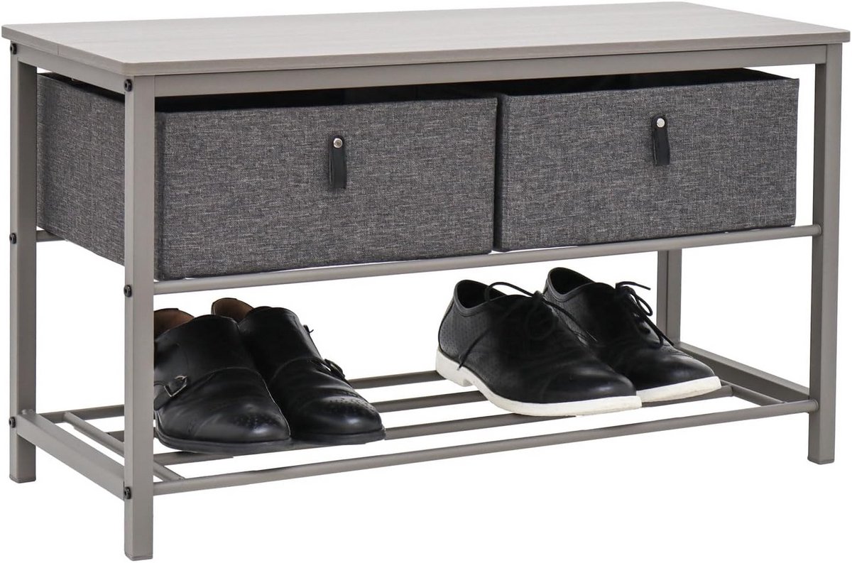 Schoenenbank met Zitvlak en Opbergruimte voor Hal en Entree - Metalen Frame (9101073840768)