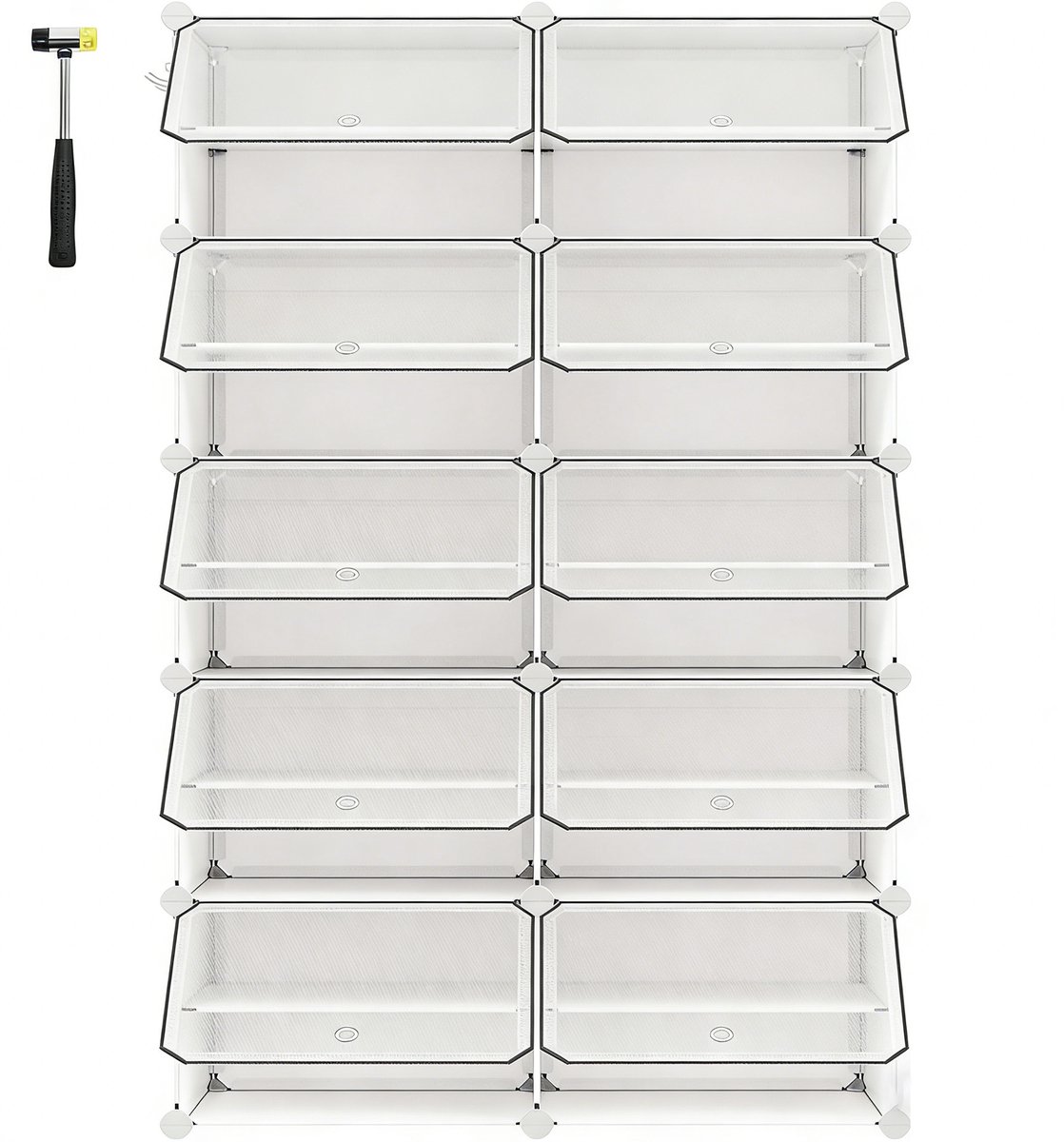 Schoenenkast 10 Delig Opbergmodule 30x40x30 Cm modulair ontwerp, stapelbaar of afzonderlijk te gebruiken, met transparant deksel voor eenvoudig overzicht van de inhoud Wit Modulair Stapelbaar Transparant Deksel Hal Slaapkamer Garderobe (4255890960750)