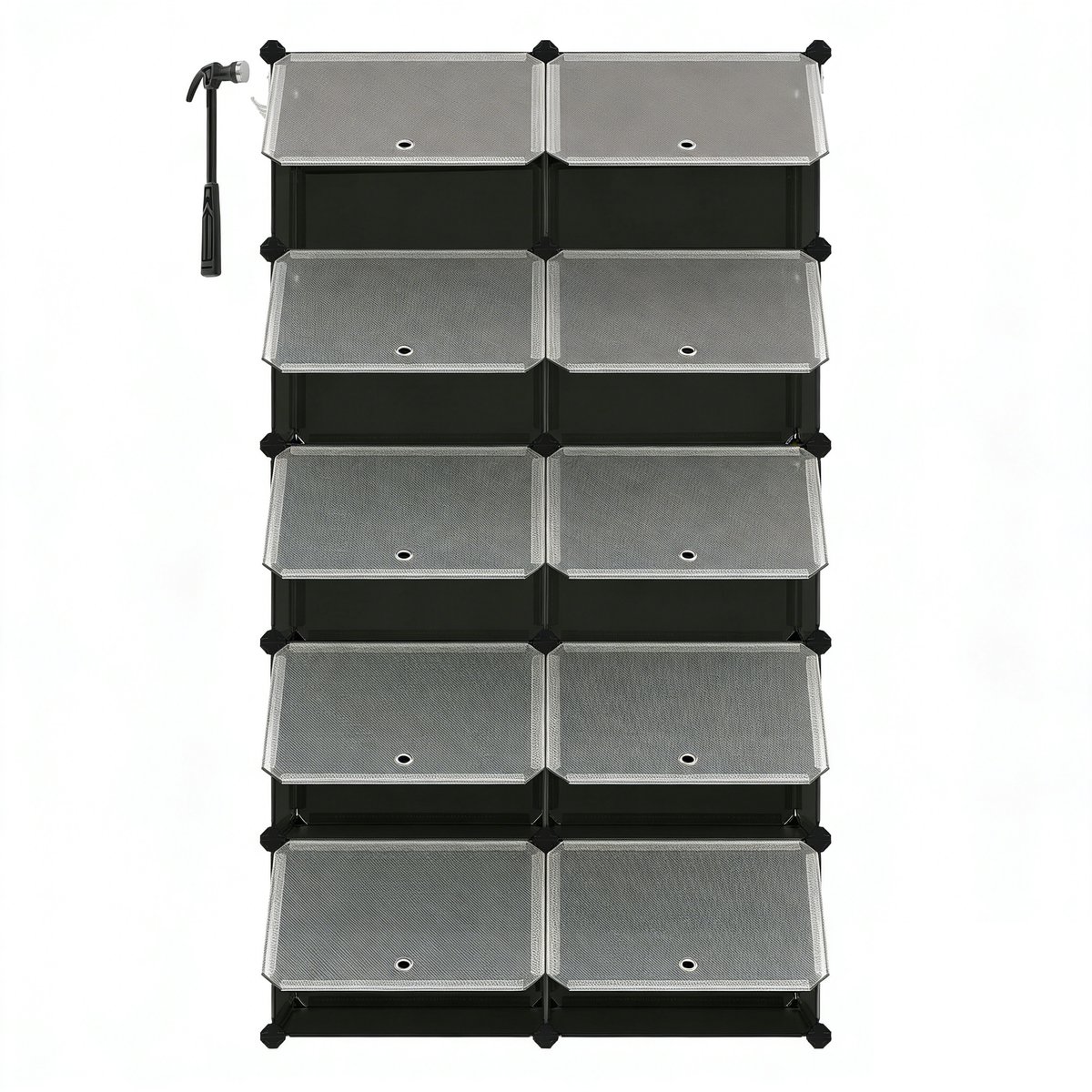 Schoenenkast 10 Delig Opbergmodule 30x40x30 Cm modulair ontwerp, stapelbaar of afzonderlijk te gebruiken, met transparant deksel voor eenvoudig overzicht van de inhoud zwart Modulair Stapelbaar Transparant Deksel Hal Slaapkamer Garderobe (4255890963720)