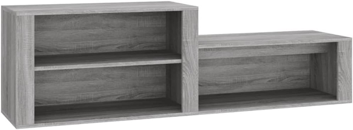 Schoenenkast 150 cm breed met Grijze Sonoma Houtstructuur - Hoge Opbergkast (9101027898463)