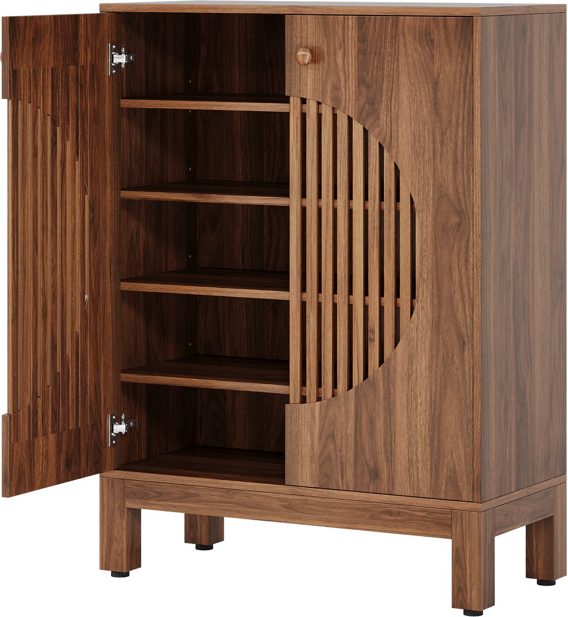 Schoenenkast - 20 paar - 5-laags schoenenrek - 5 planken - Verstelbare planken - Bruin - Modern - lamellendeuren (8721398661810)