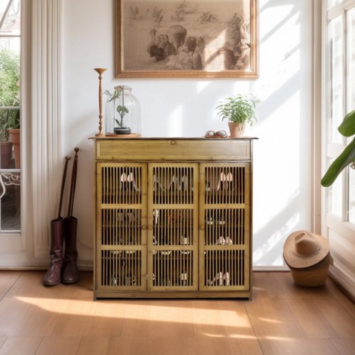 Schoenenkast - 3 Deuren - 4 Lagen - Schoenenbank - Bamboe - Inclusief Schuiflade (6152518945909)