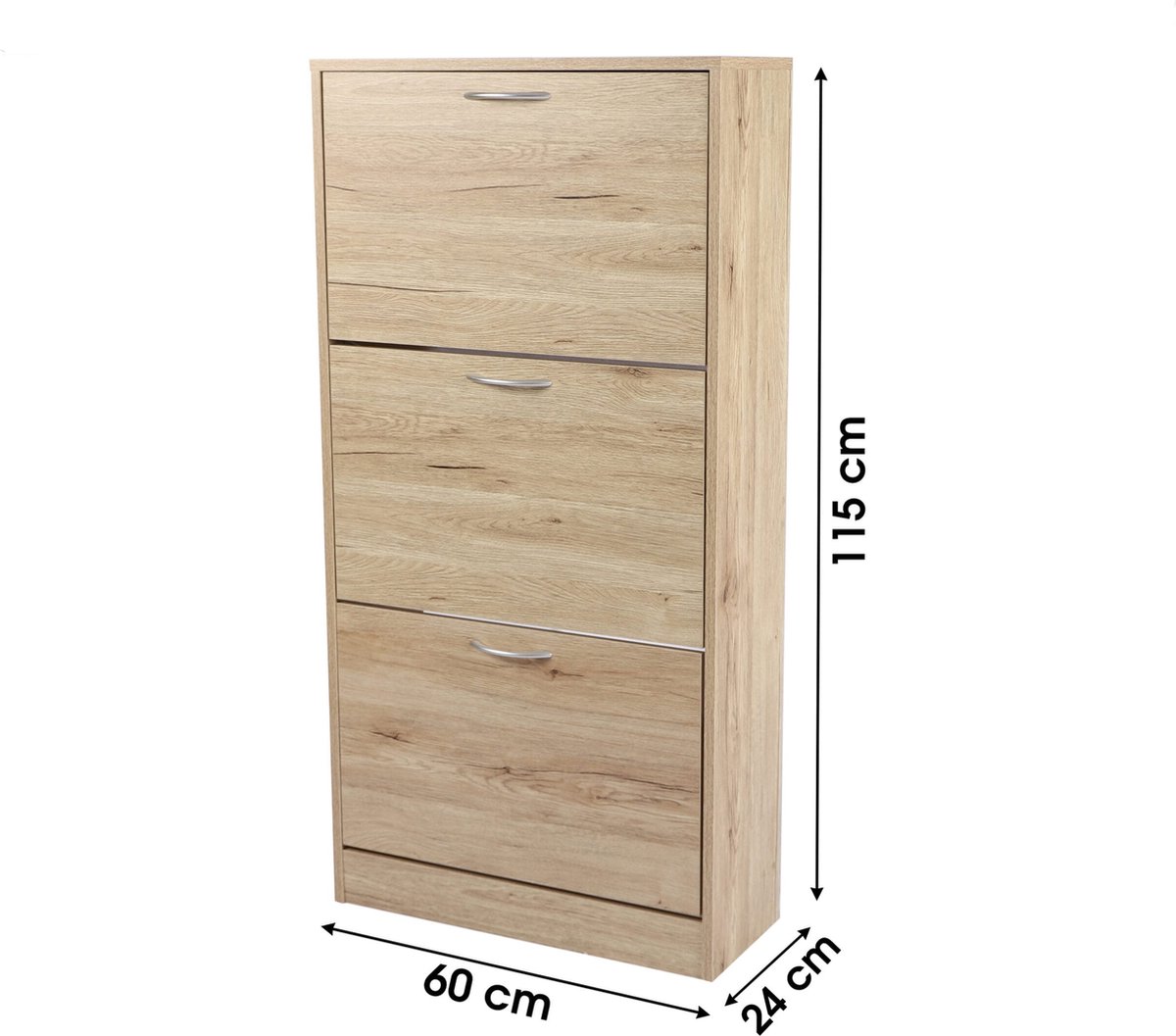 Schoenenkast - 3 Laden - Hout - 60 x 24 x 115 cm (5414884001599)