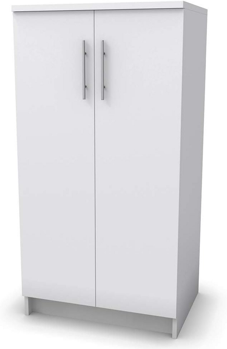 Schoenenkast 56 x 108 cm - 7 vakken - 5 verstelbare planken - Wit mat aluminium look (9101031752461)