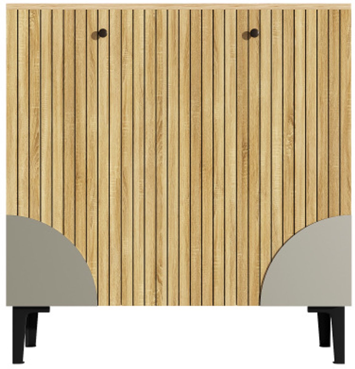 Schoenenkast 90x32x94 cm Kast Hout Spaanplaat Met Drie Deuren Opbergvak Helder Voorhal Zwart Frame Verticale Structuur Grijze Decoratie (4255890960064)