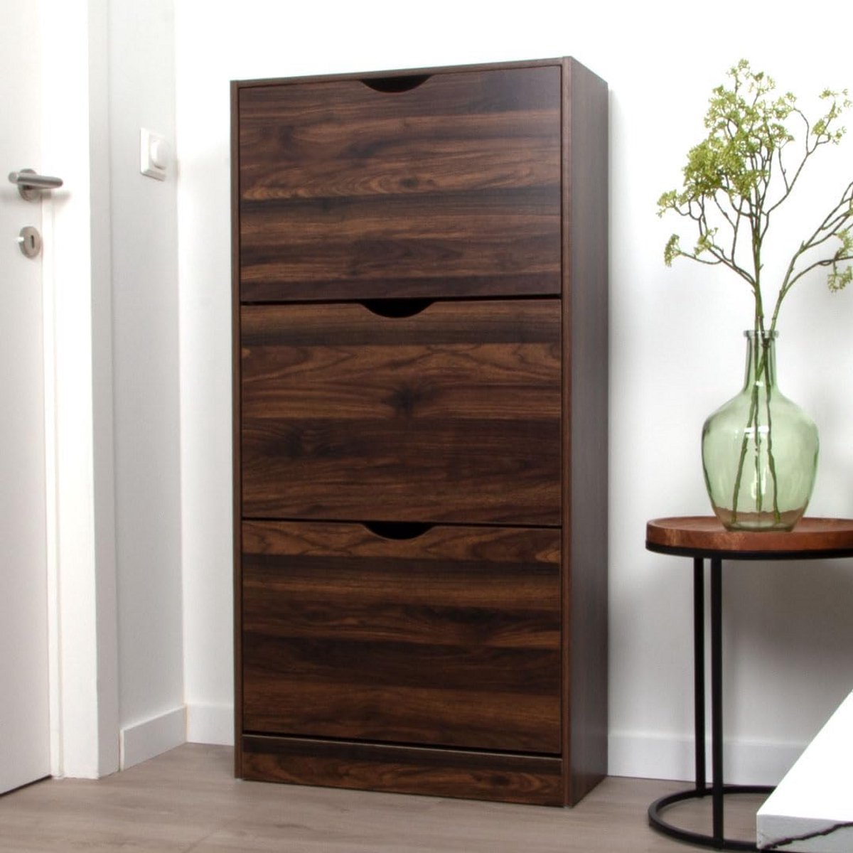 Schoenenkast Donkerbruin met 3 Deuren - Compacte Schoenenopslag (9101073678354)