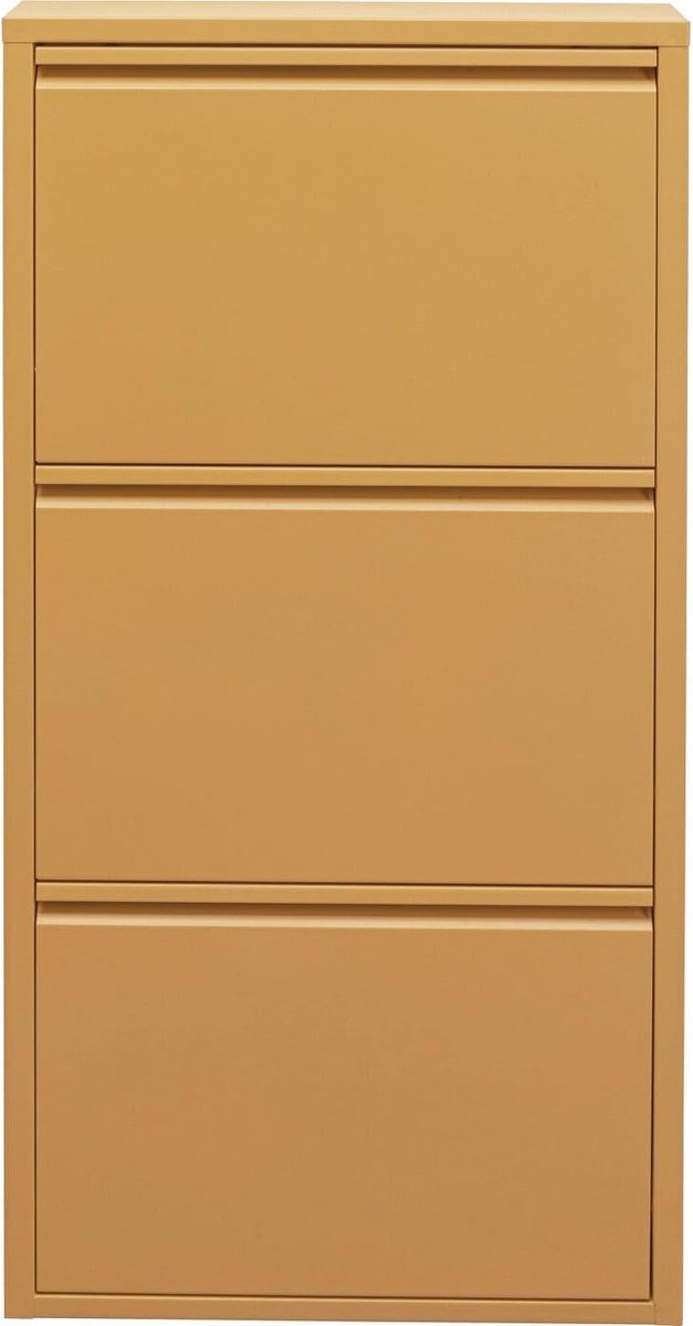 Schoenenkast Geel Metaal - Ruimtebesparend en Stijlvol voor Entree - Opbergruimte voor 6 Paar Schoenen (8721316716721)