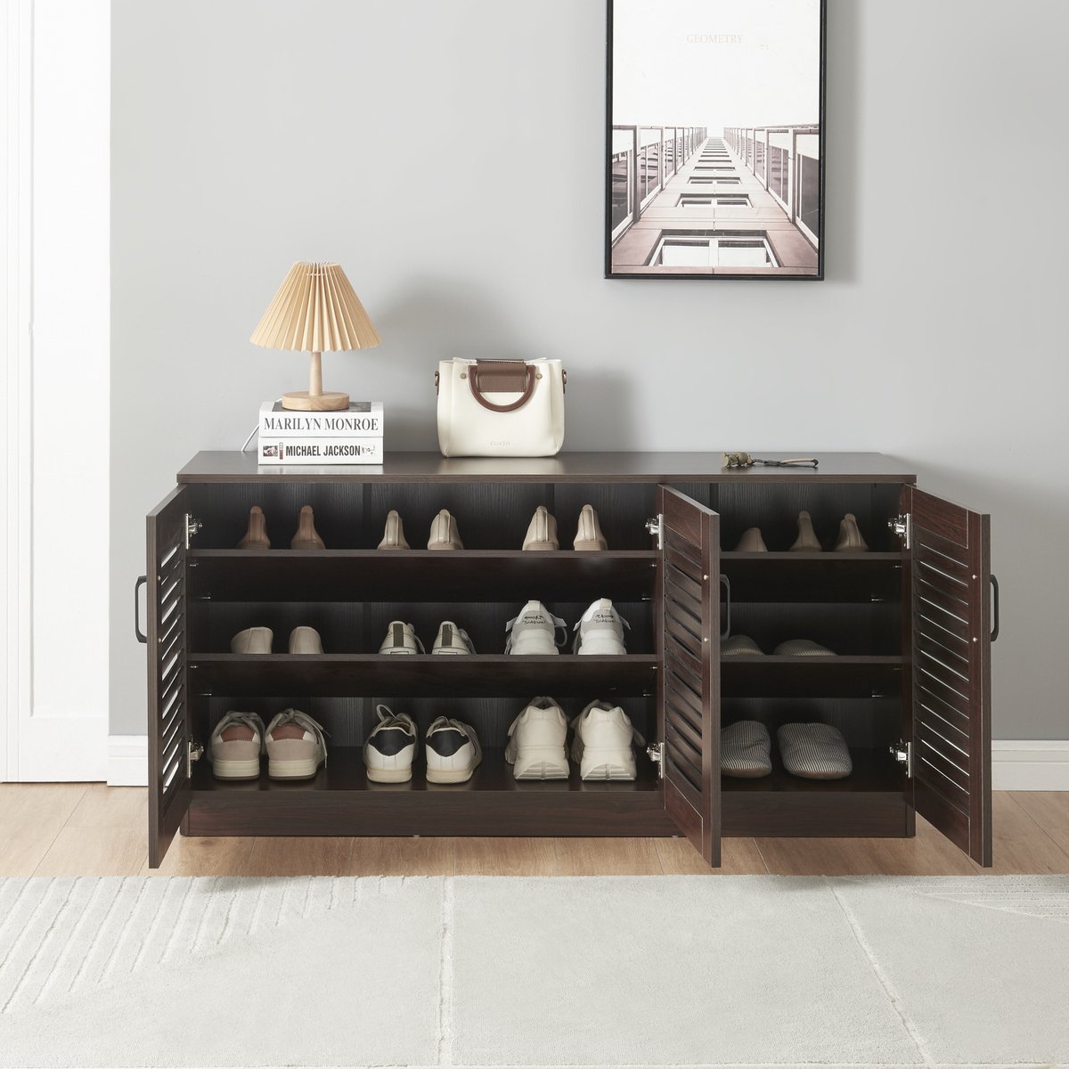 Schoenenkast Løten 62x125x36 cm wengé [en.casa] (4059438849091)