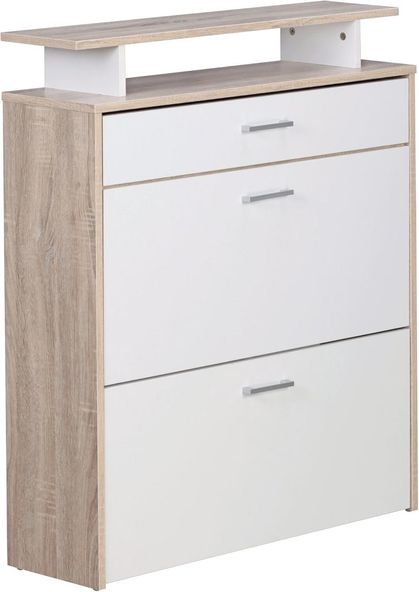 Schoenenkast MDF Sonoma Eik 80 cm Breed - Stijlvol Dressoir voor Schoenen in Smalle Ruimtes (9101019075667)
