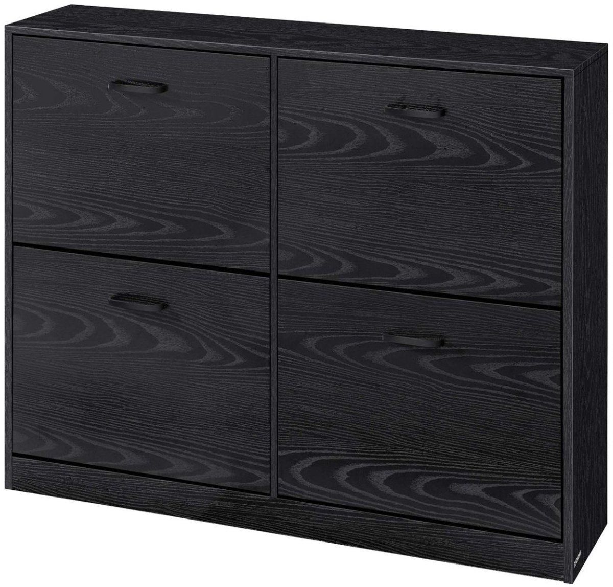 Schoenenkast Opbergkast Bijzetkast 24 x 105,5 x 82,7 cm Zwart Houten Frame Voor Hal Entree Slaapkamer Met 4 Verstelbare Dubbeldeks Kantelvakken 16-28 Paren Schoenen Stevig Duurzaam (4255890940912)